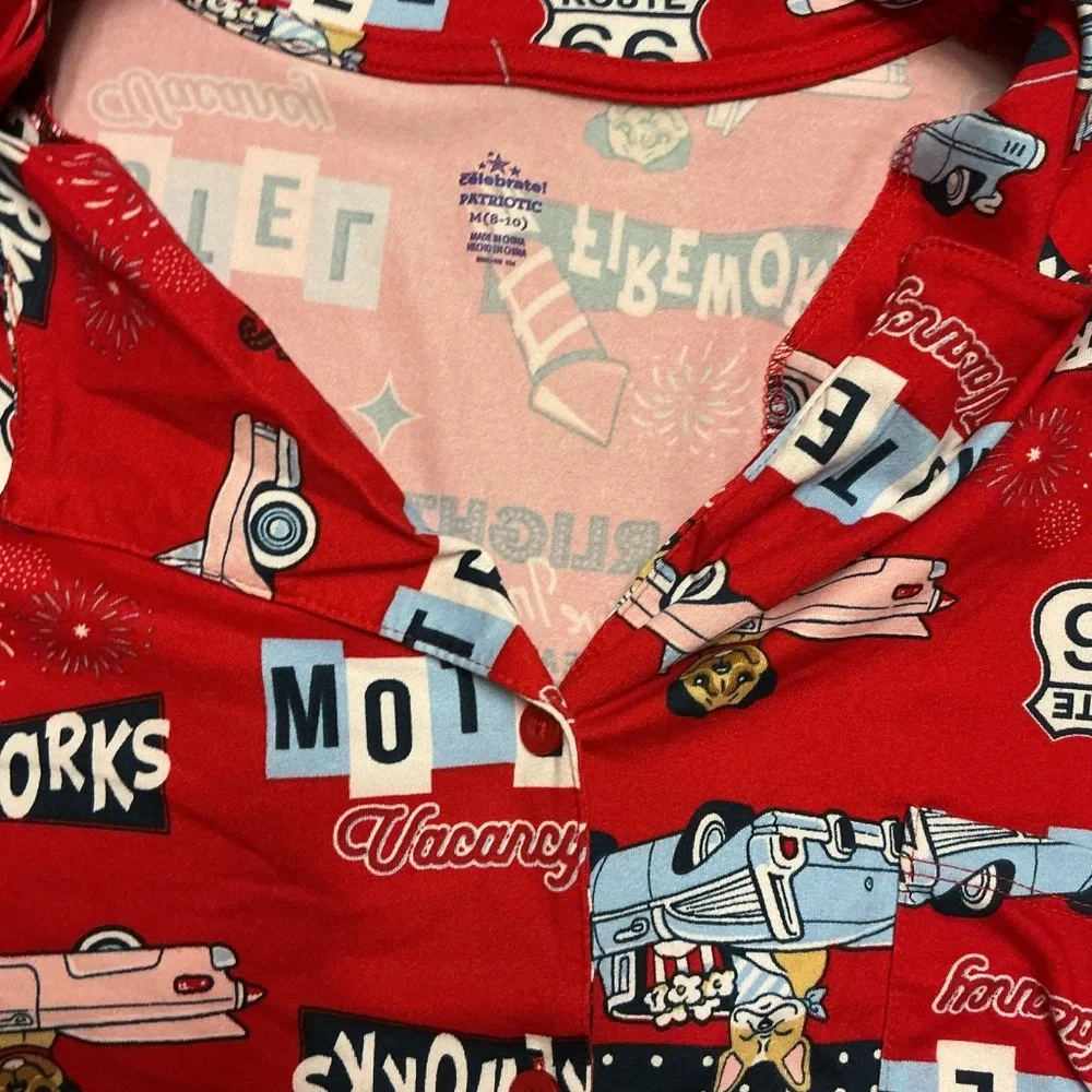 Womans Red Fireworks Pajama Set - Picture 3 of 5